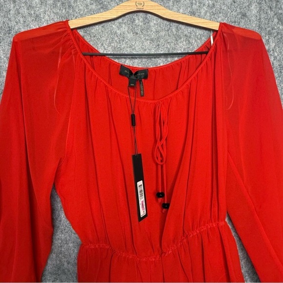 NWT Donna Karan‎ Women's Poet Blouse in Red- Sz XXS - Picture 3 of 9